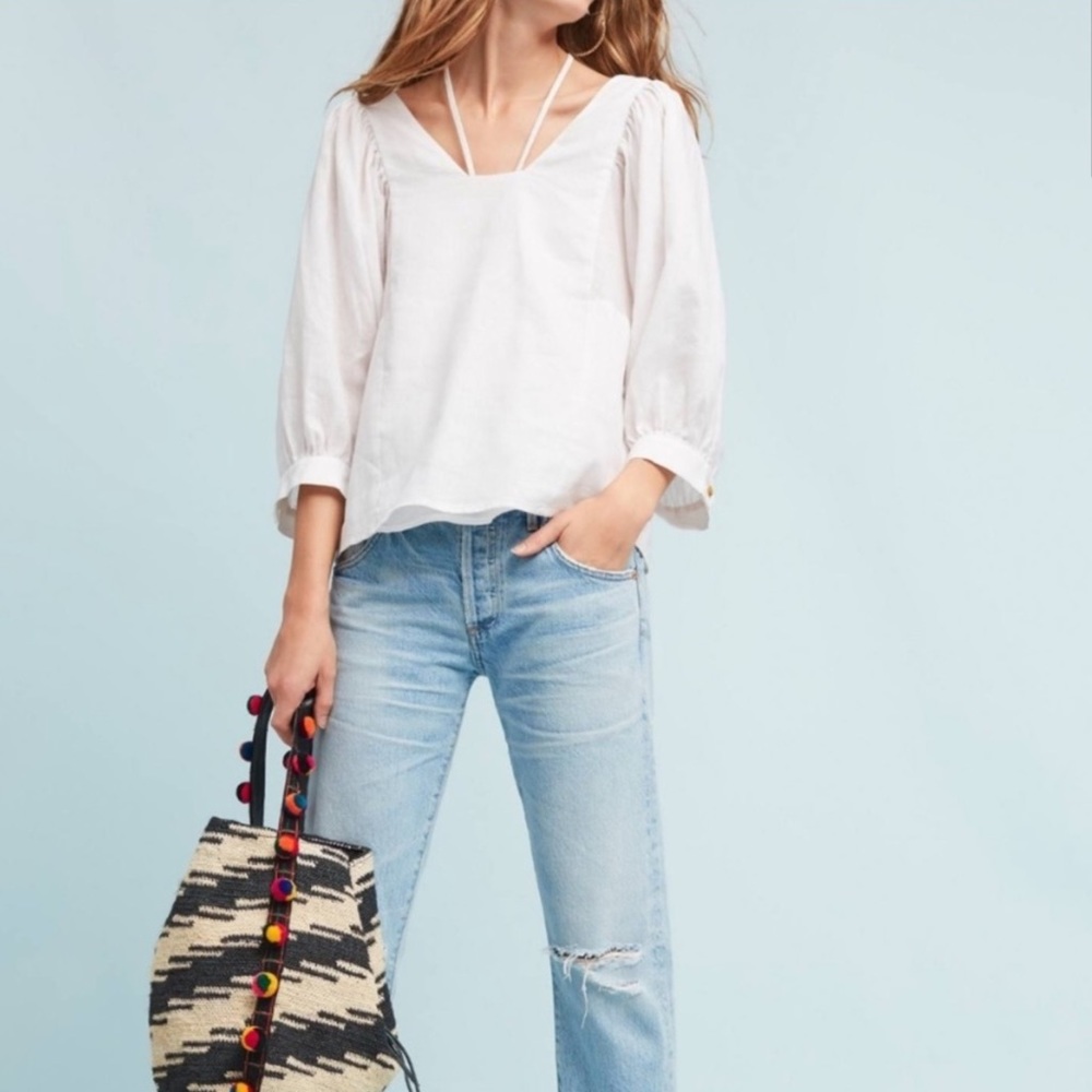 Anthropologie Akemi + Kin Sylvia Bat Sleeve puff sleeves Top Sz XS